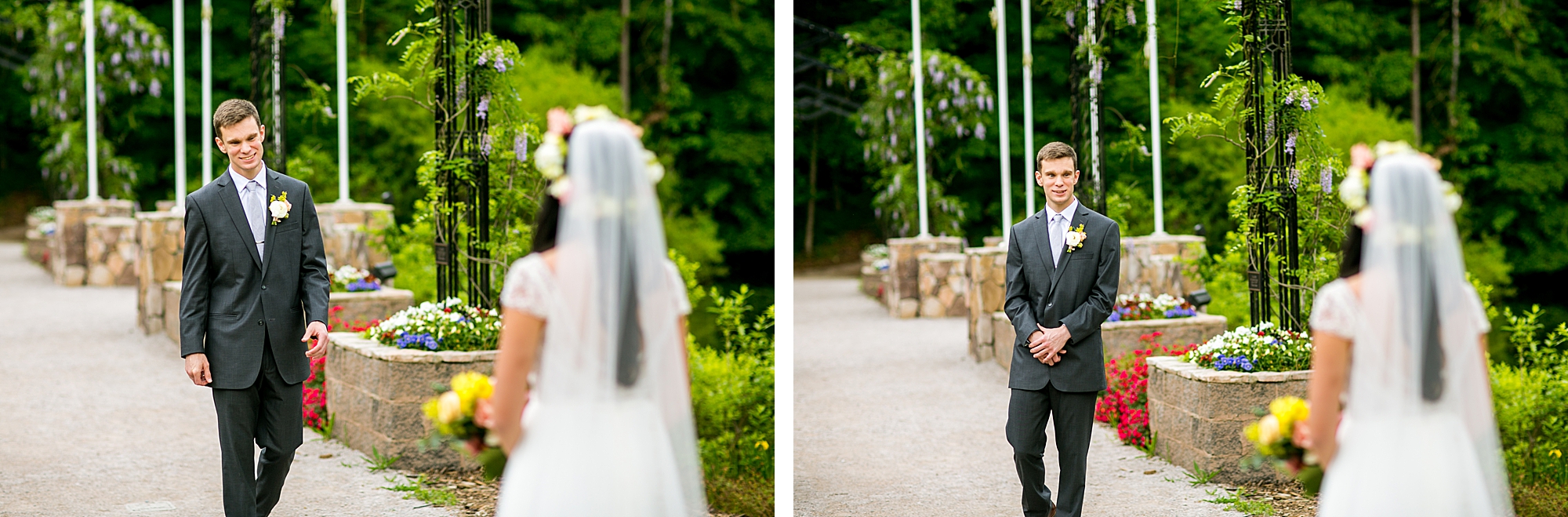 Aldridge Gardens bride and groom first look