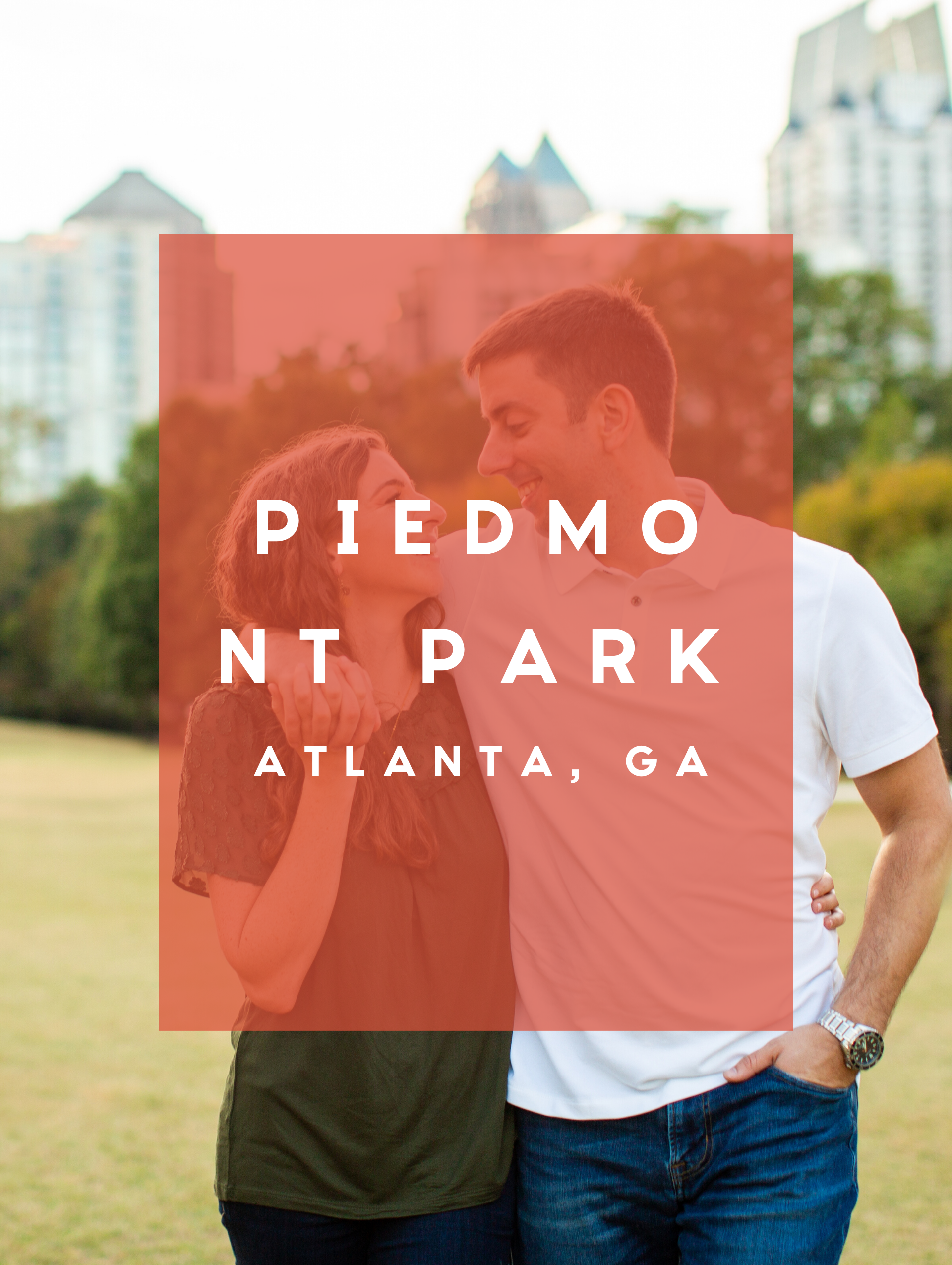 Caroline + John's Piedmont Park engagement session in downtown Atlanta. Stunning views, lots of laughter and excitement for the upcoming marriage!