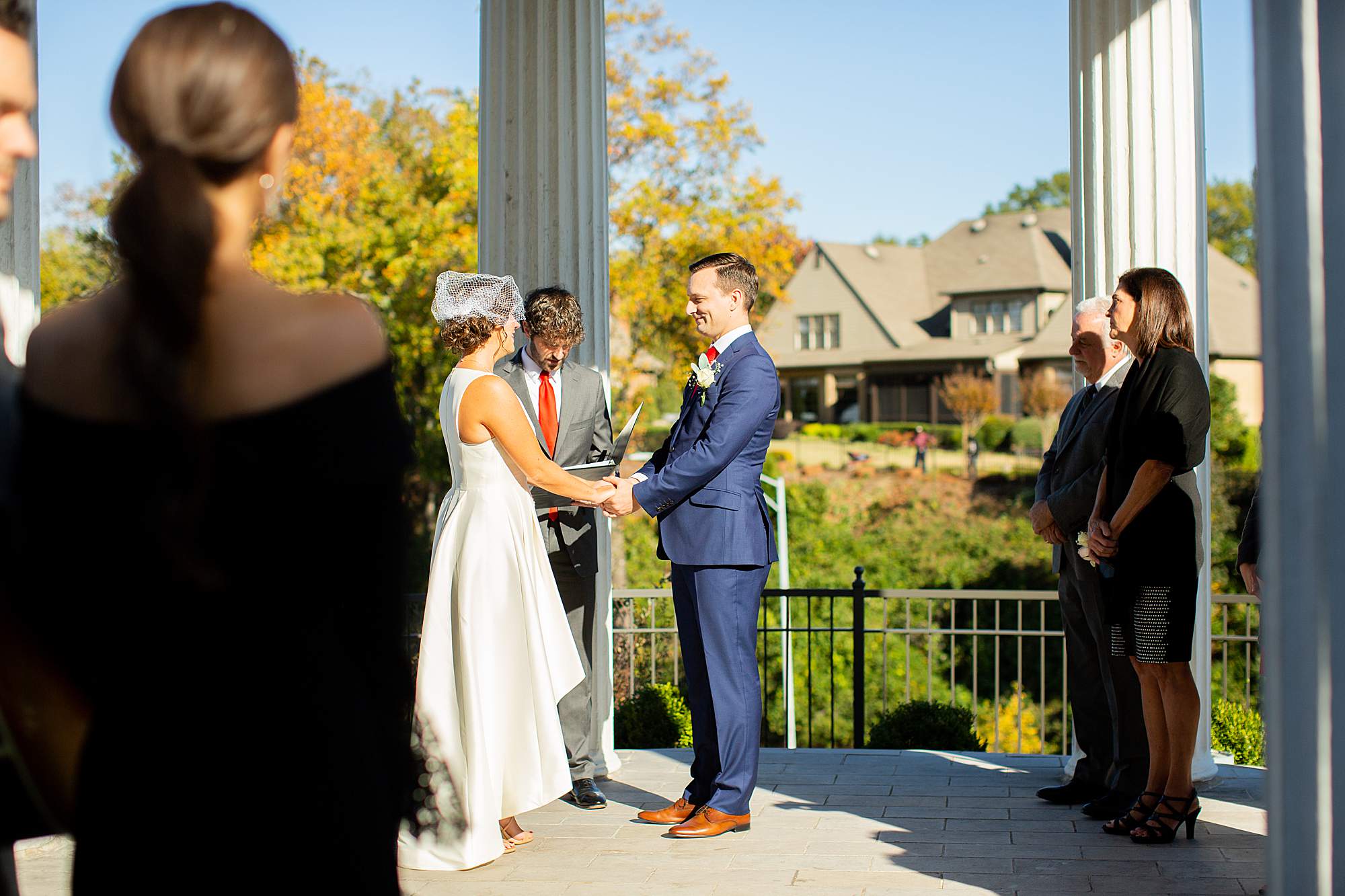 This  couple married on the top of a hill in Vestavia Hills, Alabama on the perfect day. It was an intimate gathering at Sibyl Temple.