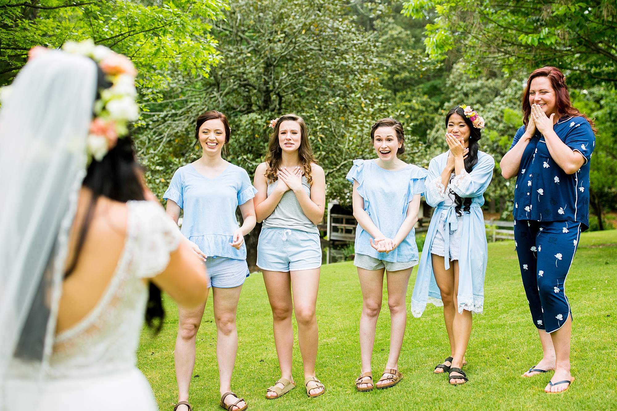 Aldridge Gardens first look with bridesmaids