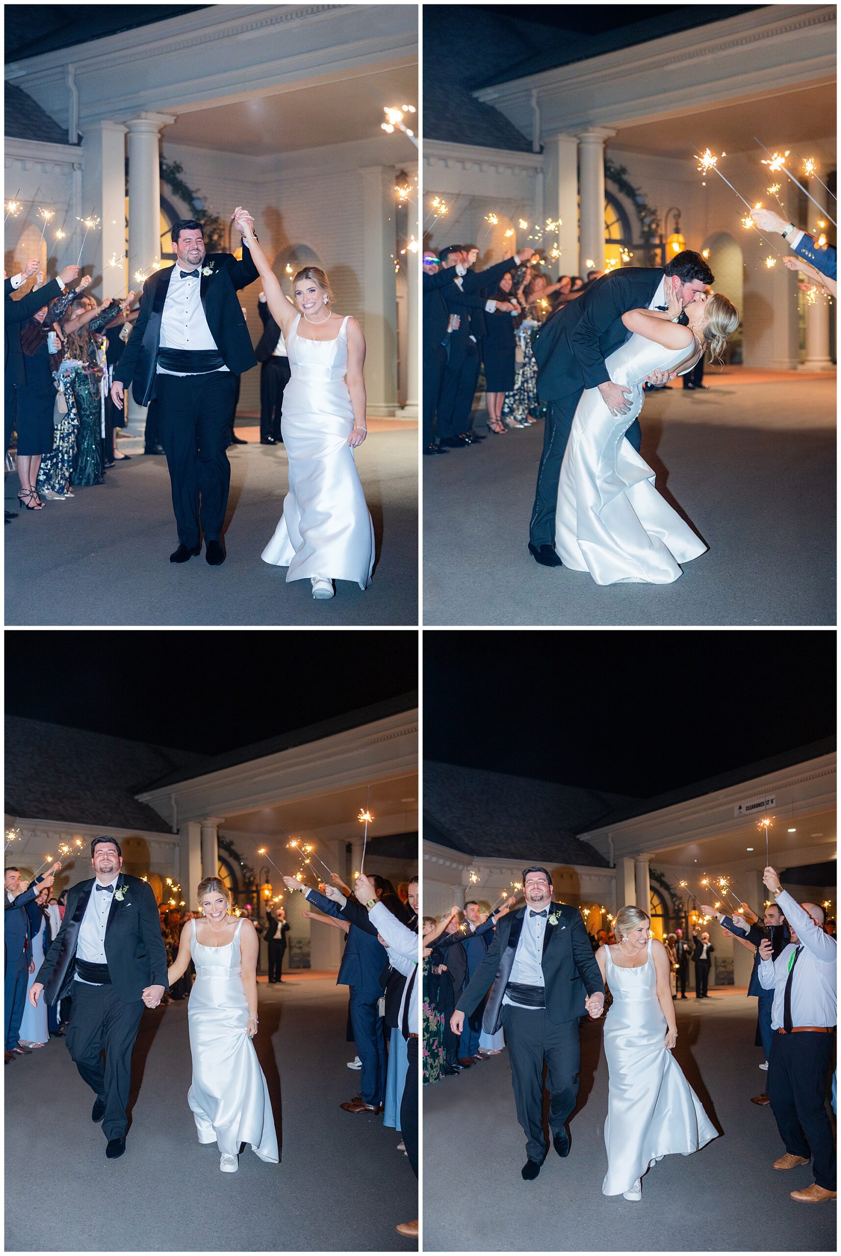 James and Faith exit the Vestavia Country Club and walk through a tunnel of sparklers held by each of their guests. 